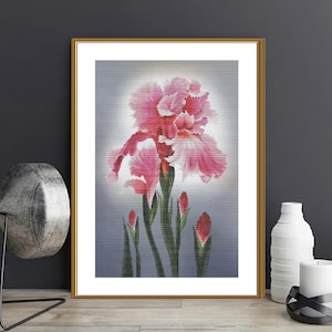 Counted Cross Stitch Kit Pink flowers DIY Cross Stitch Kit Hand Embroidery KiT Unprinted canvas set Nova Sloboda