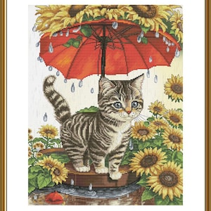 Counted Cross Stitch Kit kitty DIY Cross Stitch Kit Hand Embroidery KiT Unprinted canvas Nova Sloboda