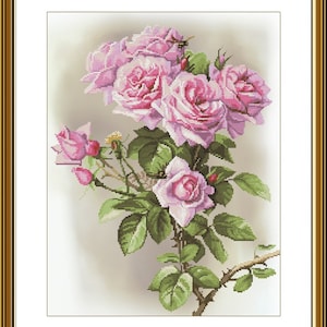 Counted Cross Stitch Kit DIY needlepoint thread Kit Rose Flowers Background Cross Stitch Kit Unprinted canvas