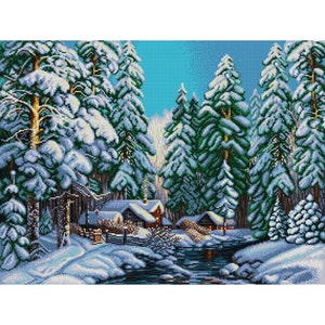 Bead embroidery kit taiga winter DIY embroidery kits modern embroidery embroidery design hand embroidery beadwork beading