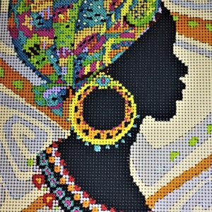 Bead Embroidery Kit, Needlepoint Beading, African Woman, beadwork, beaded embroidery patterns, stamped embroidery pattern beads pattern