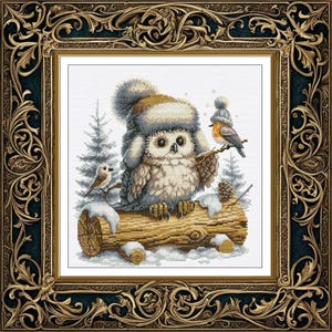 Counted Cross Stitch fabric Kit Winter owlet DIY Cross Stitch set Hand Embroidery KiT Unprinted canvas Aida threads nedlework craft