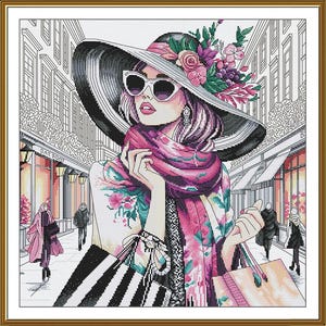 Counted Cross Stitch fabric Kit Lady in a hat DIY Cross Stitch set Hand Embroidery KiT Unprinted canvas threads nedlework craft Aida 16