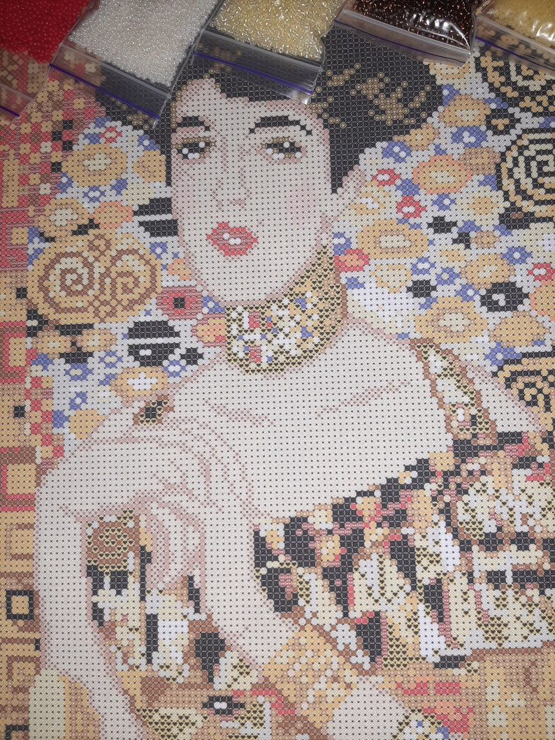 Bead Embroidery Kit DIY Needlepoint Beading Gustav Klimt Etsy