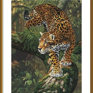 Counted Cross Stitch Kit JAGUAR DIY Cross Stitch Kit Hand Embroidery KiT Unprinted canvas set