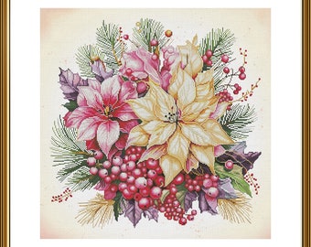 Counted Cross Stitch Kit DIY needlepoint thread Kit Christmas flowers