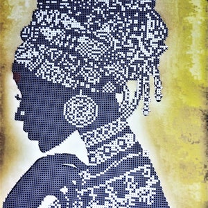 Bead Embroidery Kit, Needlepoint Beading, African Woman, beadwork, beaded embroidery patterns, stamped embroidery pattern beads pattern