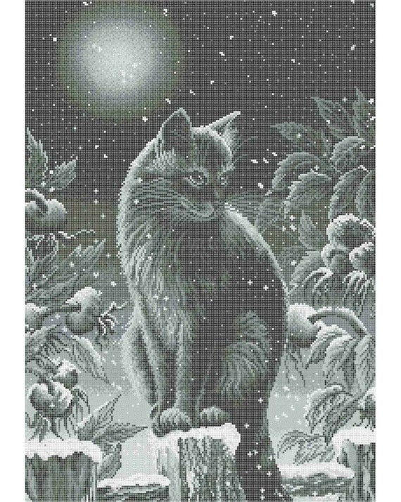 Moon Cat bead embroidery kit *** FREE SHIPPING DIY beading