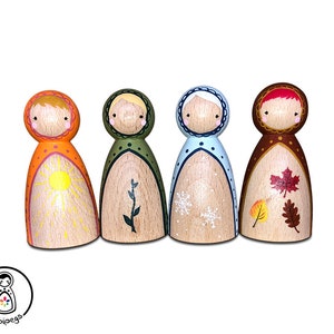 Four seasons peg doll set hand painted CE