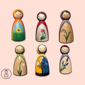 Flower peg doll hand painted CE
