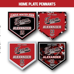 HOME PLATE PENNANTS, Team Banners, 13oz Scrim Vinyl, with Grommets.