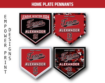 HOME PLATE PENNANTS, Team Banners, 13oz Scrim Vinyl, with Grommets.