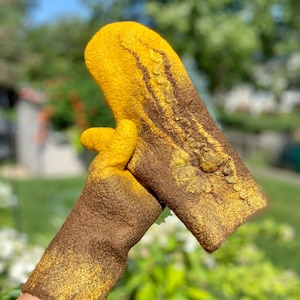 Wool gloves, Handmade wool gloves, Felted mittens, Wool mittens, Arm warmers, Gift idea for Christmas, Brown wool mitts