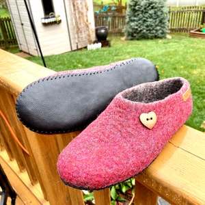 Felted slippers, 100% wool slippers, Indoor shoes, Home shoes, Handmade wool slippers, Wool slippers with leather sole