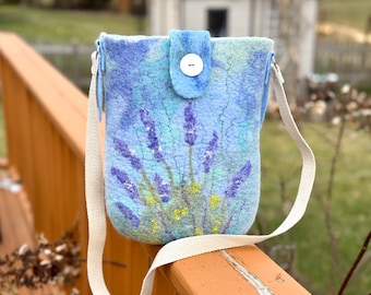 Felted bag &quot;Lavender&quot;, Wool bag, Wool shoulder bag, Handmade wool bag, Wool purse