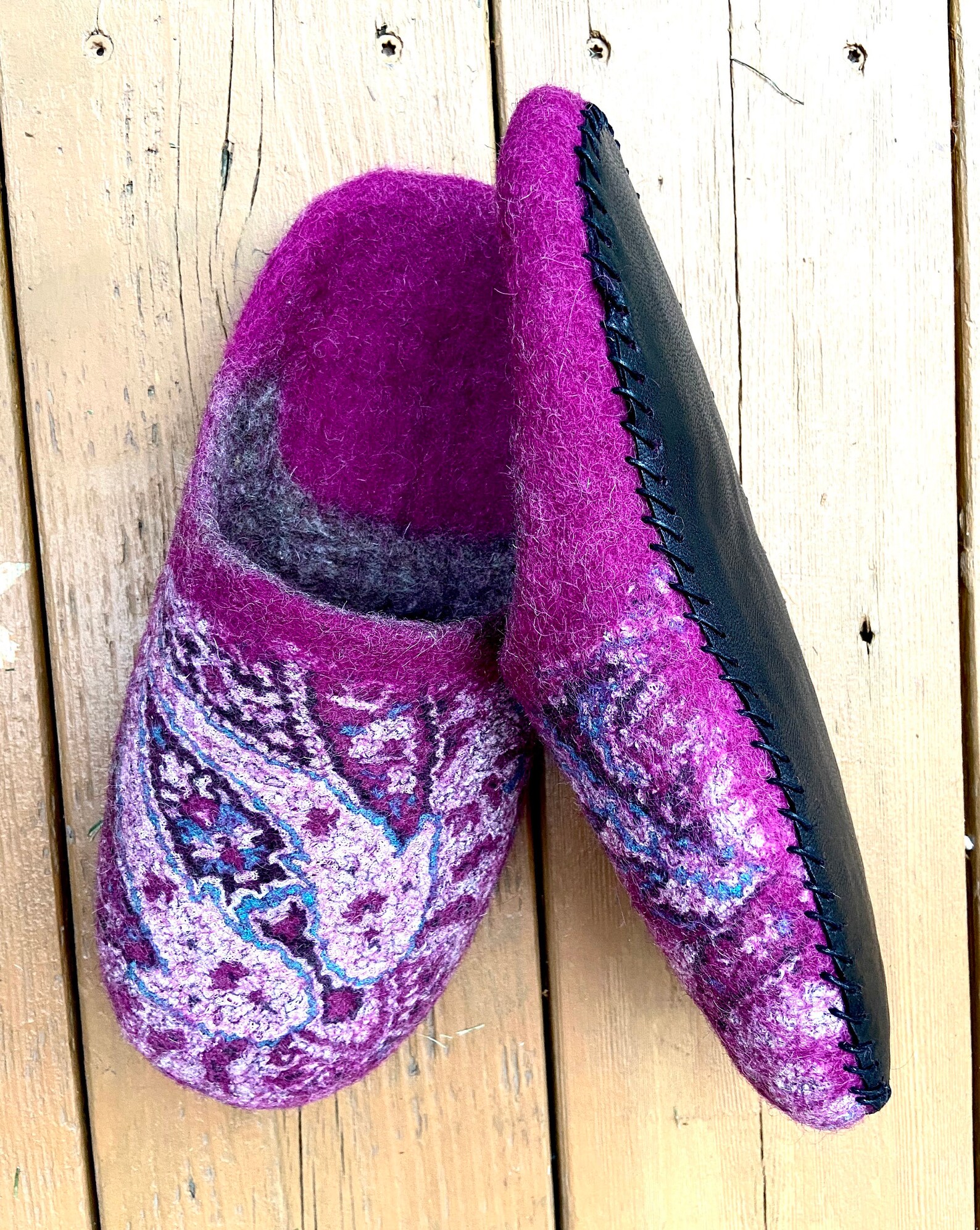 Felted Wool Slippers Wool Slippers Home Shoes 100 Wool Etsy