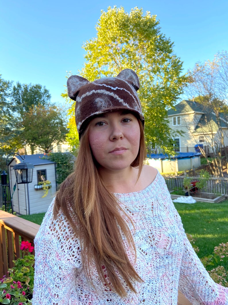 Felted Hat Cat 100 Wool Hat Felt Hat Head Warmer Handmade Etsy