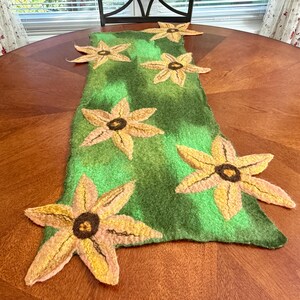 Handmade Felted Wool Sunflower Table Runner, Table Centerpiece