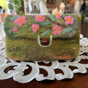 Protective case for glasses or cellphone, Wool case for glasses, Felted purse, Wool envelope style purse.