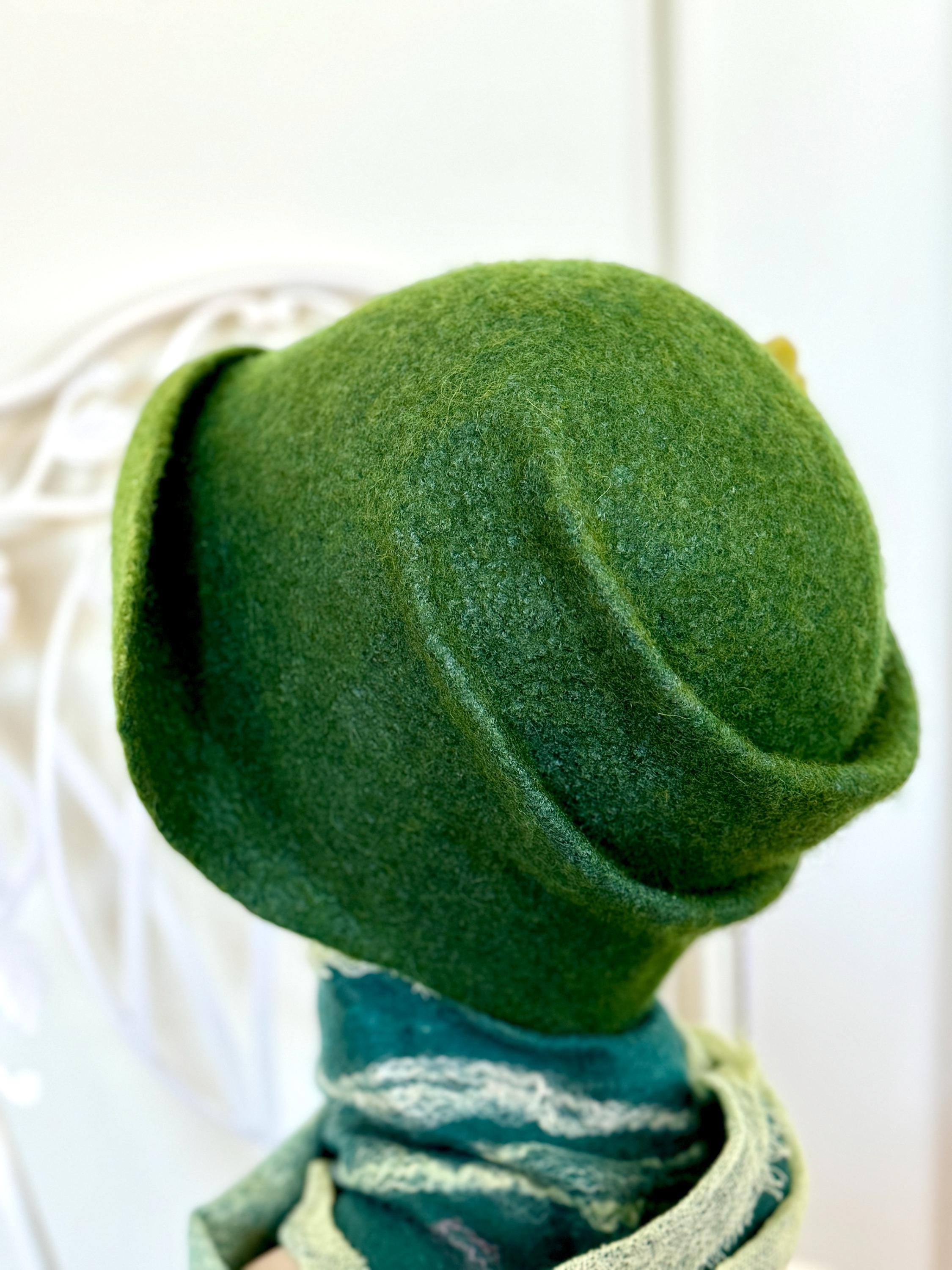 Halogen Cloche Felted Wool Hat Moss Green Boho Vintage Inspired Retro Glam 1920s-inspired linen cloche hat in muted green and pastel  main image 3