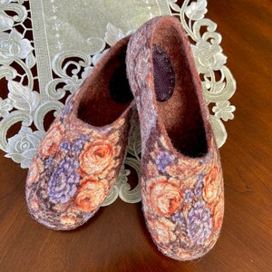 Gevilte pantoffels met leren zolen, wollen indoorschoenen, huisschoenen, handgemaakte vilten pantoffels