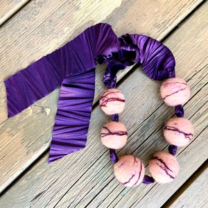 Felted necklace, Wool necklace, Necklace with wool beads, Felt necklace, Fashion necklace
