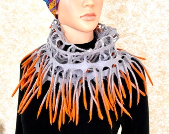 Gitter gefilzter Schal, Loop Schal, Strickschal, Accessoire, Wollschal, Handgemachter Schal
