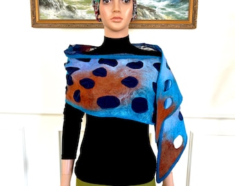 Nuno Felted Scarf: Handmade Merino Wool and Silk Chiffon