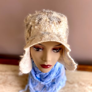 Felted winter hat, Wool winter hat with visor, 100% wool hat, Handmade felted hat