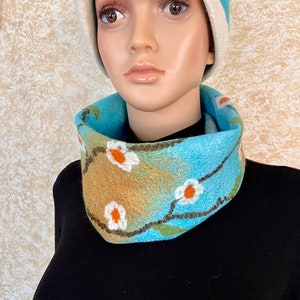 Wool neck warmer &quot;Cherry blossoms&quot;, Handmade wool neckwarmer, Felted snood, Cowl,