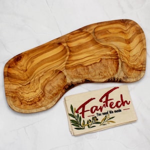 Olive Wood Serving Platter with 3–6 Compartments – Handmade Dip Tray Snack Bowl – Rustic Gift – Tapas Nuts Antipasti Board