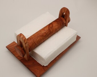 Napkin holder / L. approx. 12.5 cm / made of olive wood / handmade