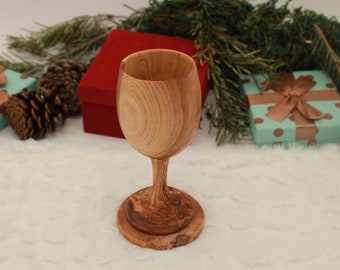 Olive wood wine goblet, drinking glass, handmade, Valentine's Day gift