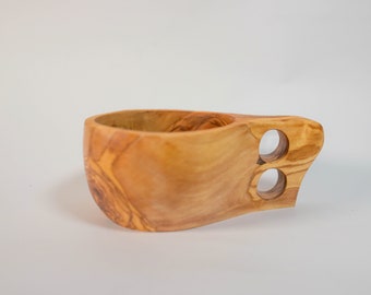KUKSA - Drinking vessel cup with olive wood handle