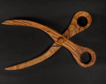 Olive wood scissors for salad, salad companion tongs, grill tongs, made of olive wood