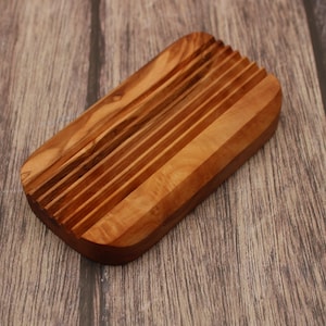 Olive Wood Soap Dish 13.5 cm | Handmade | Natural Soap Holder | Sustainable Bathroom Accessory | Rustic Wooden Soap Tray
