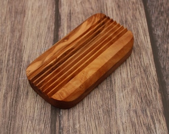 Olive Wood Soap Dish 13.5 cm | Handmade | Natural Soap Holder | Sustainable Bathroom Accessory | Rustic Wooden Soap Tray