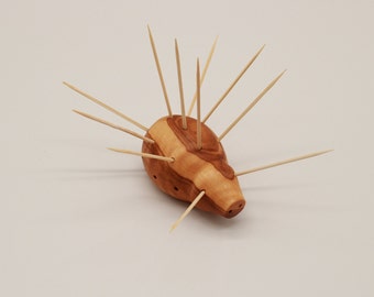 Toothpick holder in the shape of "hedgehog" / made of olive wood / handmade