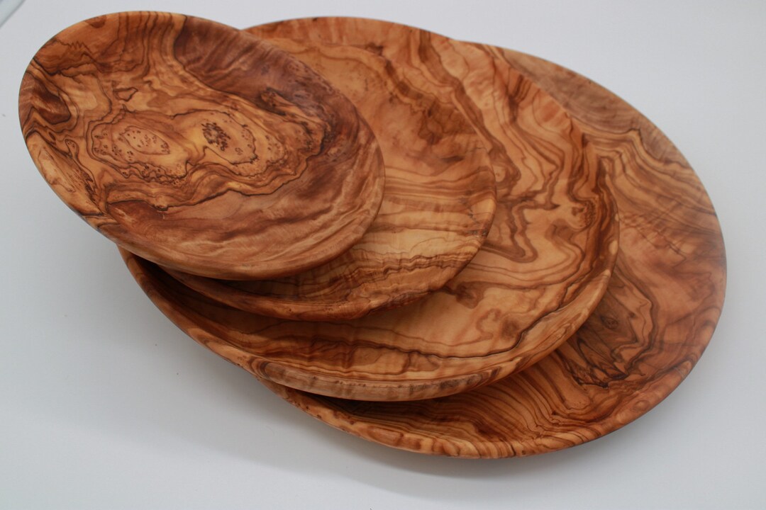 Rustic Round Olive Wood Plates Plates for Dinner, Grill, and Appetizer