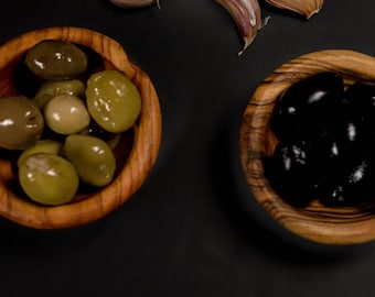 Mini cuenco de madera de olivo Ø 6,5 cm | Cuenco de madera hecho a mano | Cuenco para salsas | Cuenco para especias | Decoración natural | Accesorio de cocina
