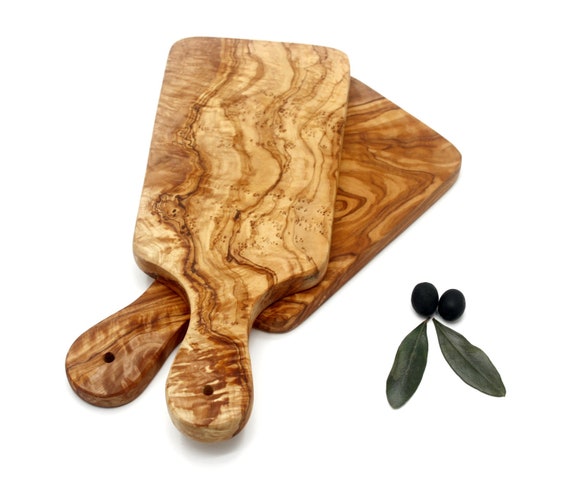 Olivenholz Schneidebrett 30 cm | Kräuterbrett Servierbrett Handmade | Rustikales Holzbrett Küche Naturbrett Geschenkidee