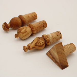 Tapón de botella de madera de olivo – Tapón hecho a mano, forma seleccionable, madera fina, tapón de vino, idea de regalo, único