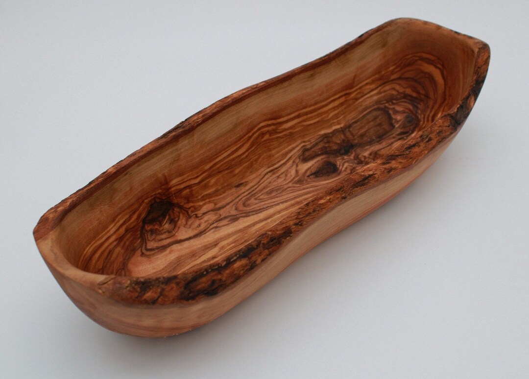 Rustic Olive Wood Bread Bowl, Selectable Length, Made of Olive Wood