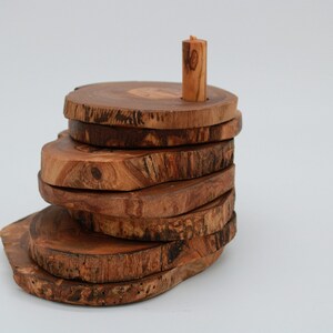 Lot De 6 Sous-verres En Bois Fait Main Avec Incrustation Laiton – Forme Ronde, Fabriqué En Inde
