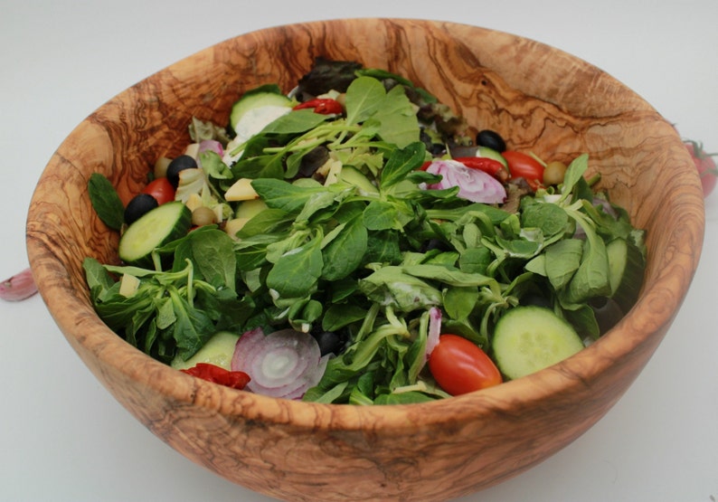 Handmade large wooden bowl made of olive wood, diameter selectable, Handmade image 3