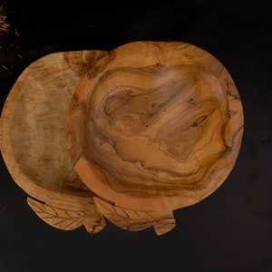 Small olive wood apple plates, handmade