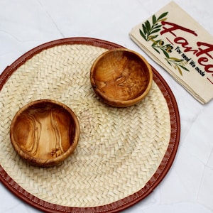 Set of 2 Olive Wood Bowls (8 cm) – Handmade Snack & Dip Bowls – Rustic Natural Wood Gift – Small Serving Bowls