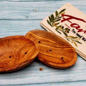 Olive Wood Soap Dish Oval 14 cm | Handmade Natural Soap Holder | Rustic Bathroom Accessory | Sustainable Gift Idea