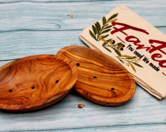 Olive Wood Soap Dish Oval 14 cm | Handmade Natural Soap Holder | Rustic Bathroom Accessory | Sustainable Gift Idea