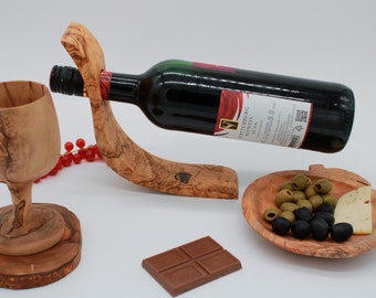 Olive Wood Wine Bottle Holder Home Decoration Handmade Gift